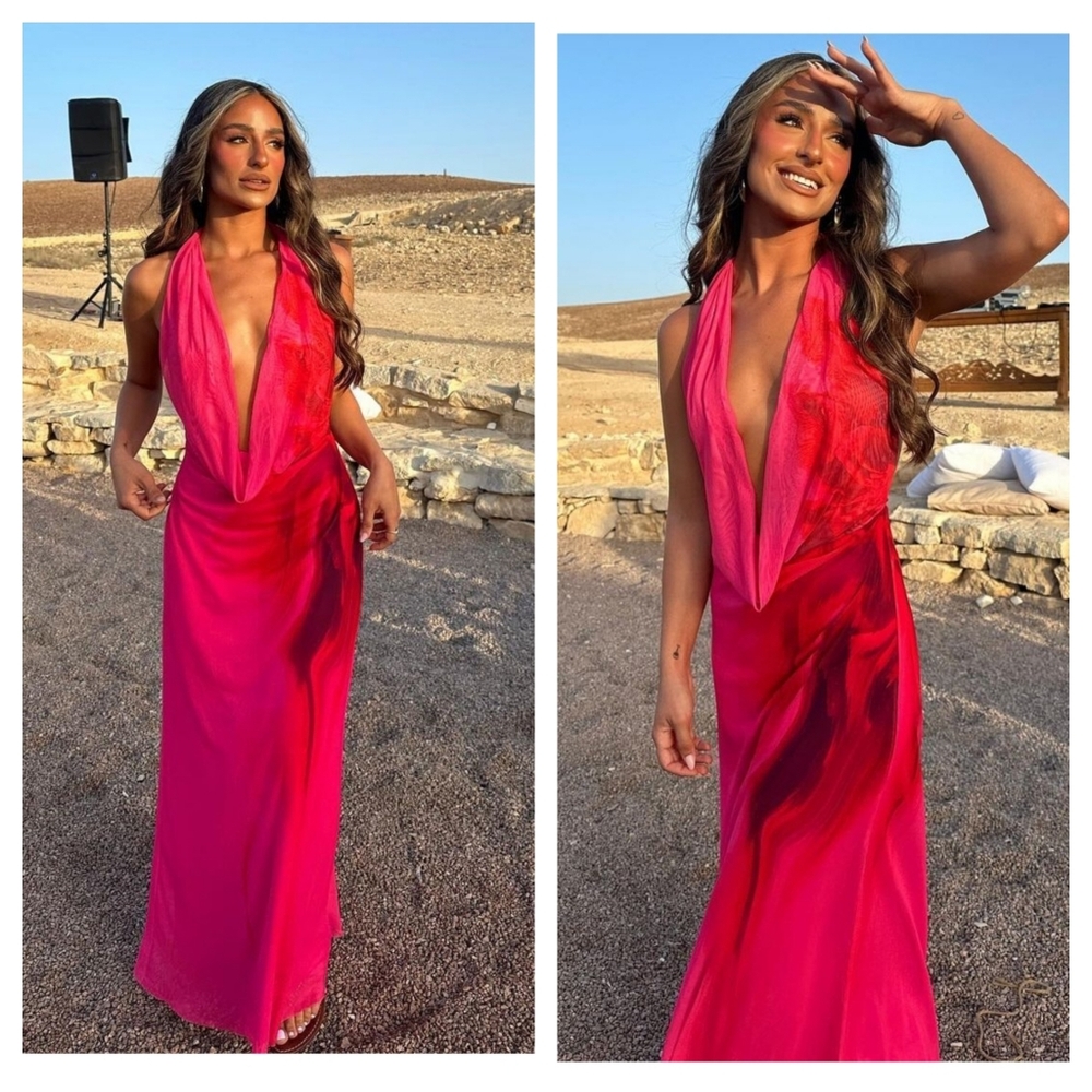 ZARA MAXI HALTER DRESS size L